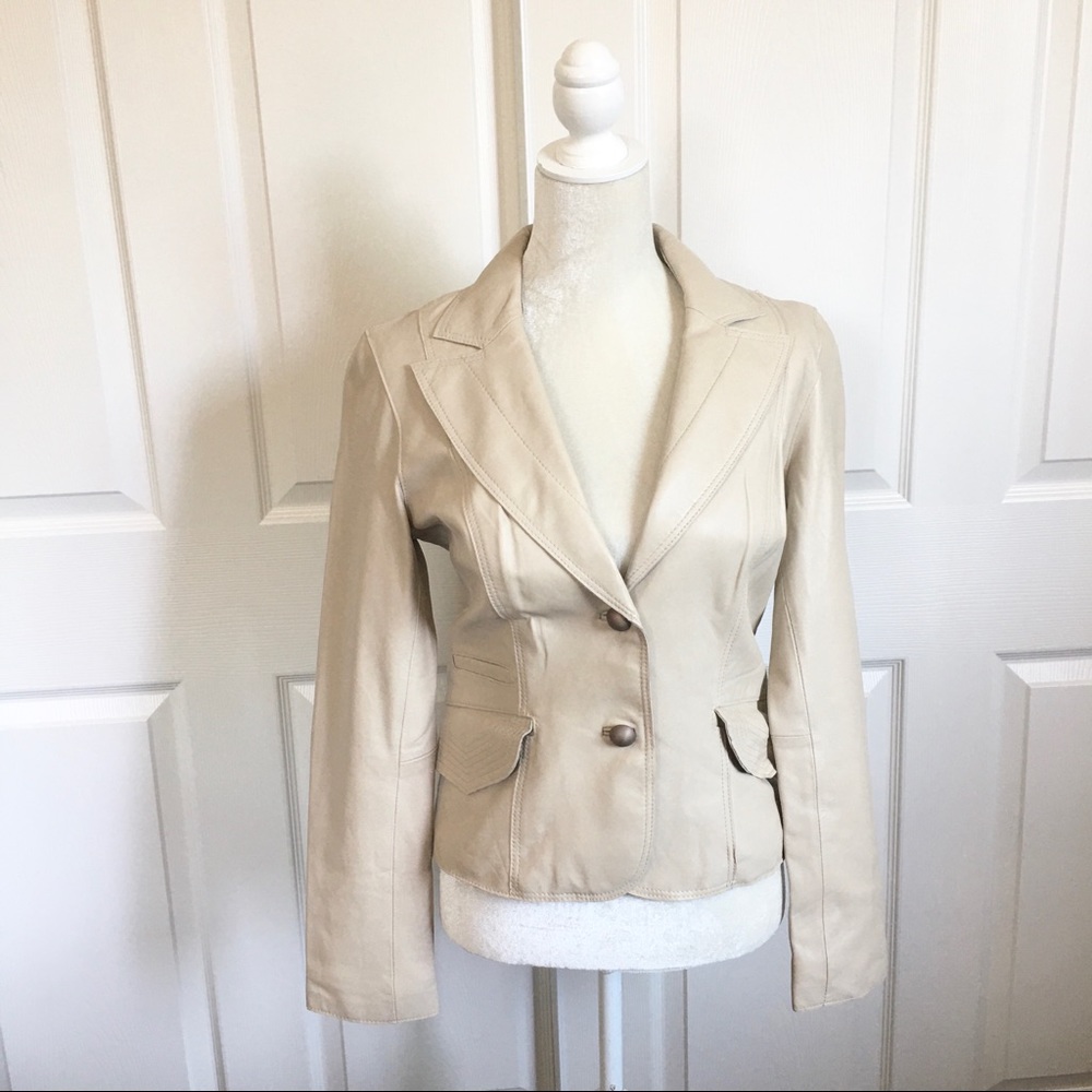 ALBERTO MAKALI beige lamb Leather jacket - Picture 5 of 11